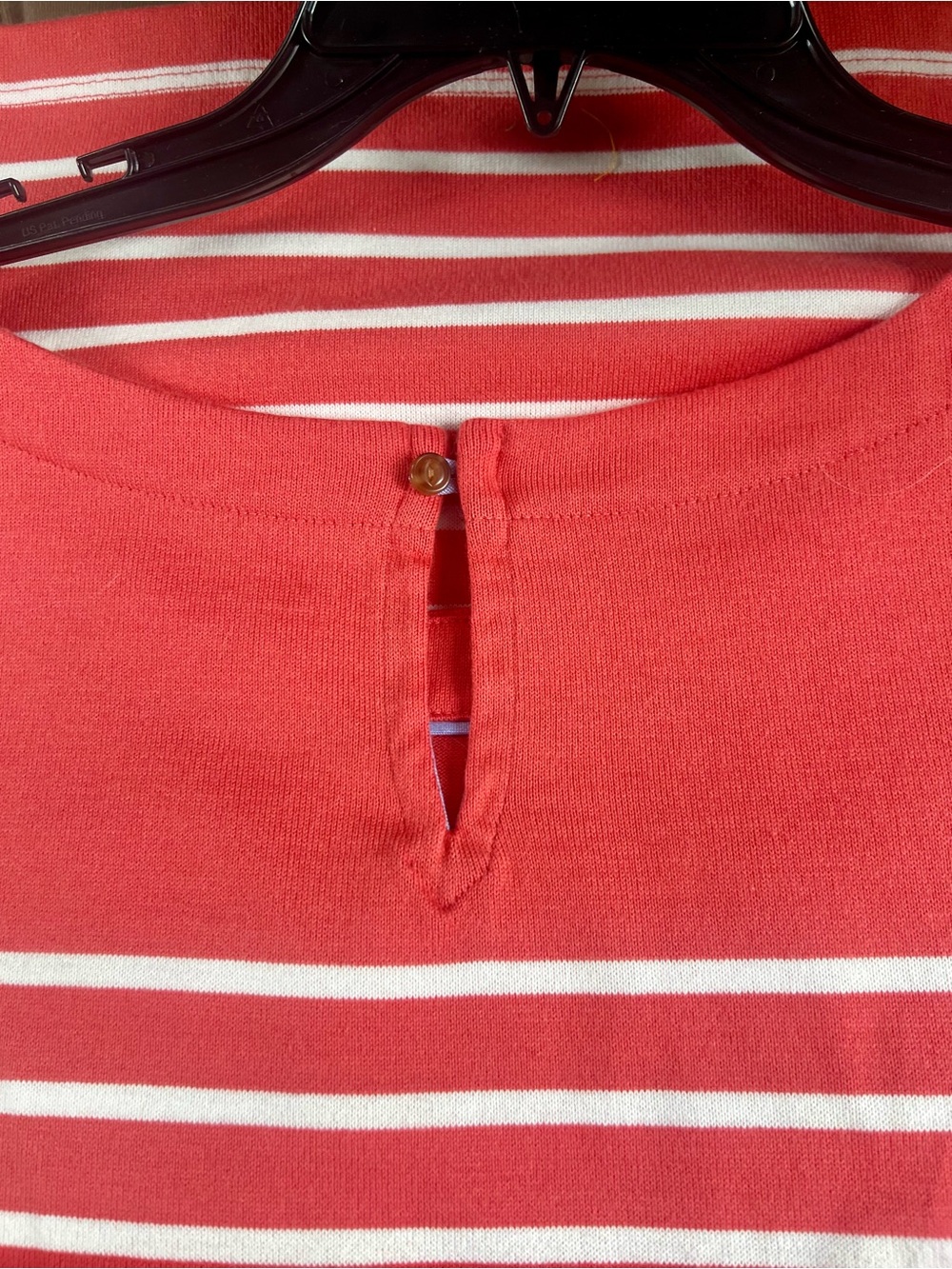 NWOT L.L. Bean Coral and White Striped Boatneck Knit Dress - Picture 7 of 7
